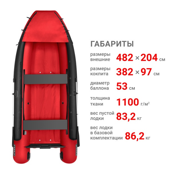 480 фм джет Лодка + Бронирование (красный 17023)